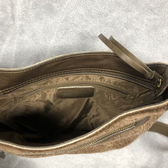 Maurizio Taiuti Genuine Leather Hand Bag Brown Cowhide Hair Cross Body Italian - Picture 6 of 11